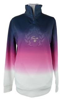 Dámská tmavomodro-růžovo-bílá tónovaná oversized mikina s 3D logem SikSilk 