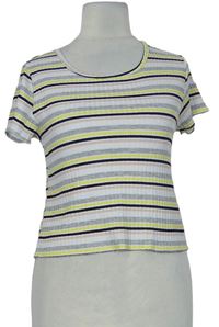 Dámské barevné proužkované žebrované crop tričko Primark 
