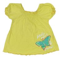 Žluté tričko s motýlkem Berti