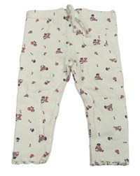 Bílé květinové žebrované lehké tepláky M&S