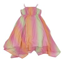 Růžovo-oranžovo-modré šifonové šaty H&M
