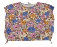 Bílé květinové crop tričko Zara
