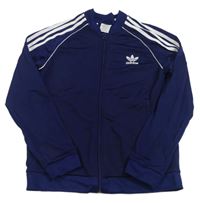 Tmavomodrá sportovní propínací mikina s logem Adidas