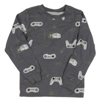 Šedé triko s ovladači Pekkle