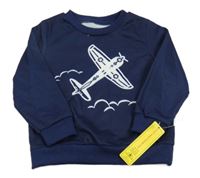 Nové - Tmavomodrá mikina s letadlem Shein