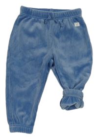 Modré žebrované sametové tepláky s nášivkou manor