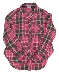 Růžovo-bílo-šedo-zlatá kostkovaná halenka Yigga