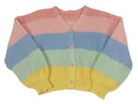 Barevný pruhovaný propínací svetr Shein