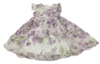 Bílé květinové šifonové šaty shein