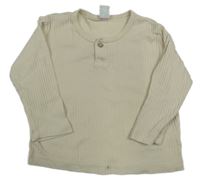 Béžové žebrované triko s knoflíčkem Topomini