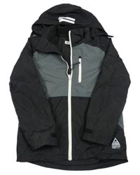 Černo-šedá šusťáková sportovní funkční bunda s kapucí H&M