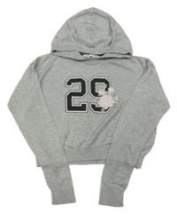 Šedý lehký crop svetr s číslem a kapucí H&M