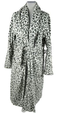 Dámský bílo-šedý vzorovaný chlupatý župan Tu