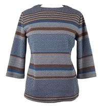 Dámská modro-hnědo-světlerůžová vzorovaná halenka 