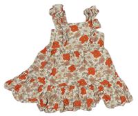 Smetanovo-červené květované šaty 