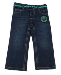 Nové - Tmavomodré rifle s páskem a nášivkou zn. Lupilu