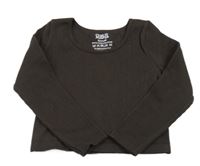 Hnědé žebrované sportoví crop triko 