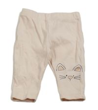 Světlerůžové žebrované legíny s kočkou 