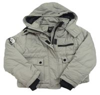 Šedá šusťáková zimní crop bunda s kapucí New Look