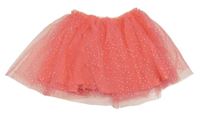 Růžová puntíkatá tylová sukně 