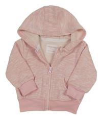 Světlerůžová melírovaná propínací mikina s kapucí Primark