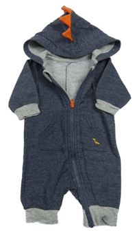 Tmavomodrá melírovaná tepláková kombinéza s kapucí Primark