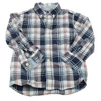 Bílo-tmavomodro-červená kostkovaná košile H&M