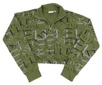 Khaki crop mikina s logem Elle