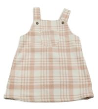 Světlerůžovo-bílé kostkovaná fleecové laclové šaty George