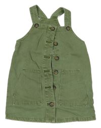 Khaki riflové laclové propínací šaty uM&S