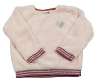 Světlerůžová chlupatá mikina se srdíčkem Ergee