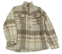 Hnědo-béžová kostkovaná košilová bunda Primark