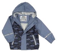 Modrošedo-tmavomodrá nepromokavá bunda s loďkami a kapucí Lupilu