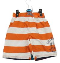 Nové - 2x plážové kraťasy - bílo-červené pruhované + modré George