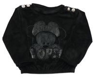 Černá plyšová mikina s Minnie a gombíky 