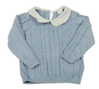 Světlemodrý svetr s 3D vzorem a límečkem Next