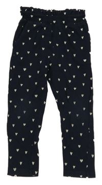 Tmavomodré lehké tepláky se srdíčky Name it