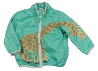 Tyrkysová šusťáková jarní bunda se žirafou H&M