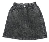 Černo-šedá plísňová riflová paper bag sukně H&M