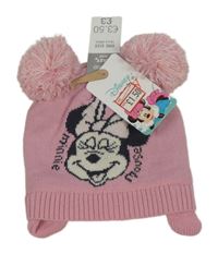 Nové - Růžová čepice s Minnie a bambulemi Disney