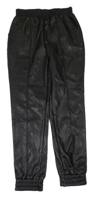 Černé koženkové cuff kalhoty Primark