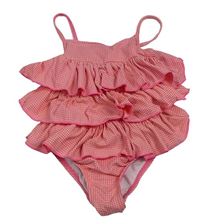 Růžovo-bílé kostkované vrstvené jednodílné plavky Matalan