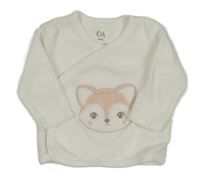 Bílé zavinovací sametové triko s liškou C&A