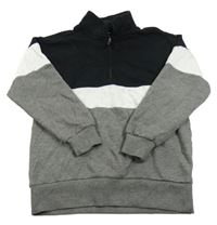 Šedo-černo-bílá mikina se stojáčkem F&F