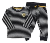 2set - Šedo-tmavomodré pruhované triko + tepláky Dirkje