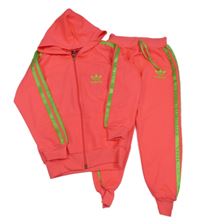 2set - Neonově růžová tepláková souprava s kapucí a logem Adidas 