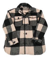 Černo-broskvová košilová bunda H&M