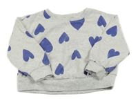 Šedá melírovaná oversize mikina se srdíčky Carter´s