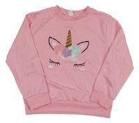 Světlerůžová mikina s jednorožcem Shein 