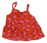 Červený halenkový top s třešničkami Next 